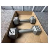 10 lb Hexagonal Cast Iron Dumbbells