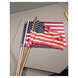 American and POW/MIA Flags with Wooden Rods