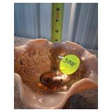 Fenton Amber Glass Candy Dish with Ruffled Rim and
