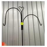 Metal Shepherdï¿½s Hook with Heart Design and Dual H