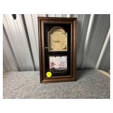Wooden Wall Clock with Vintage Ship Illustration,