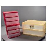 Plastic Storage Drawers in Red and Yellow