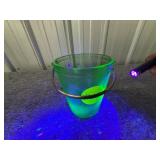 Uranium Glass Bucket with Metal Handle