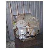 Octagon Mirror with Gold-Tone Etched Floral Detail