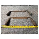 Two Wood-Handled Draw Knives with Steel Blades