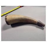 Horn Powder Flask with Wooden Plug and Riveted Det