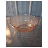 Two Pink Depression Glass Bowls with Floral Design