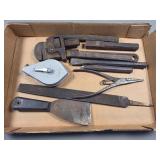 Vintage Hand Tools Including Wrench, Files, and Ch