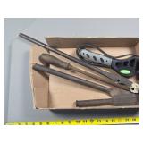 Hand Tools Including File, Brace Handle, and Measu