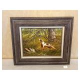 Signed Hunting Dog Oil on Canvas