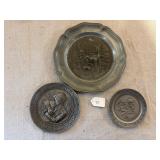 3 Decorative Pewter Plates