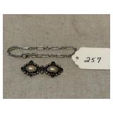 Sterling Bohemian Floral Brooch & Bracelet