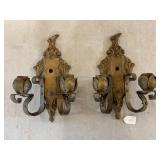 Pr of  Painted Cast Iron Electrified Wall Sconces