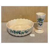McCoy Bowl & Vase w/ Scalloped Edge Grape Design