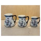 Graduated Set of 3 Losol Ware Porcelain Pitchers