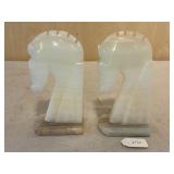 Pr. Vintage Onyx Carved Trojan Horse Bookends