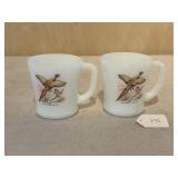 2 Fire King Mugs w/ Flying Pheasant