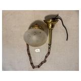 Brass Hanging Light Fixture w/ Decorative Globe
