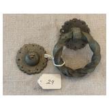 Twisted CI Circle Door Knocker w/ Strike Plate