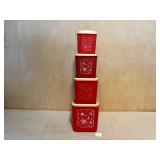 4 Pc Red Plastic Canister Set