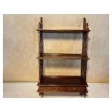 Pierced Mahogany Wall Shelf w/ 2 Drawers