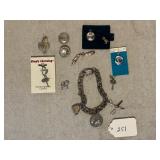 Group Lot of Sterling w/ Elco Charm Bracelet