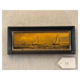 Signed Sail Boat Painting on Tile