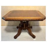 Vtg. Inlaid End Table w/ Rope Trim