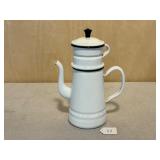 White & Black Enamel French Drip Coffee Pot