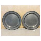 2 "Colonial" Pewter Plates