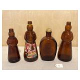 3 Mrs. Butterworth & 1 Log Cabin Brown Bottles