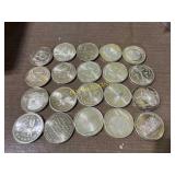 20 various design 1 ounce silver coins