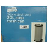 Honey Can Do Steel Round 30L Step Trash Can