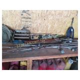 large group of vintage poles/rods/reels/tackle