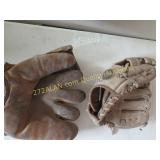 2 vintage baseball gloves