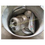 galvanized tub with vintage auto items+plates