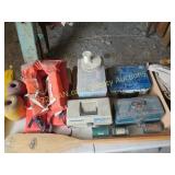 vintage fishing/baoting items on table top