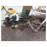 group of chains, straps, rope