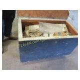 Wood crate/trunk full of vintage auto gaskets