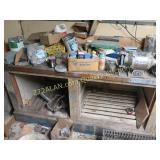 Wood bench and everyting on it/in it