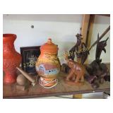 ironwood and various decor items