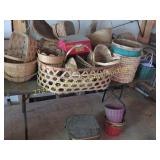 group of wicker items