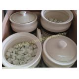 porcelain canisters with lids in box