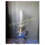 Glass oil lamp with long chimney