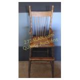 Oak high chair, hand carved seat