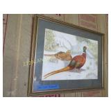 Framed picture of Pheasants, Artist signed, 1981