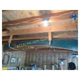 Canoe, hanging in garage, good quality wood canoe