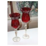 2 Ruby Red Vases