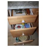 Contents of 3 Drawers incl Vintage Rolling Pin Contents of 3 Drawers incl Vintage Rolling Pin