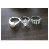 3 Sterling Silver Rings Sizes 9.5 & 10